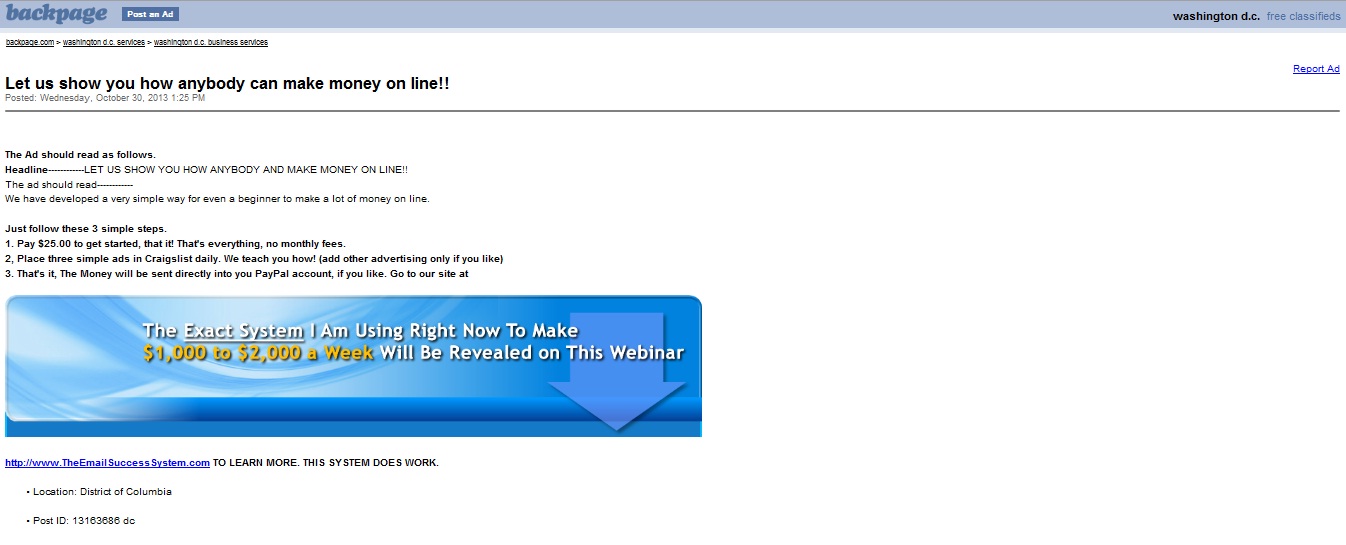 do only manual submission - get 100 Backpage posts
