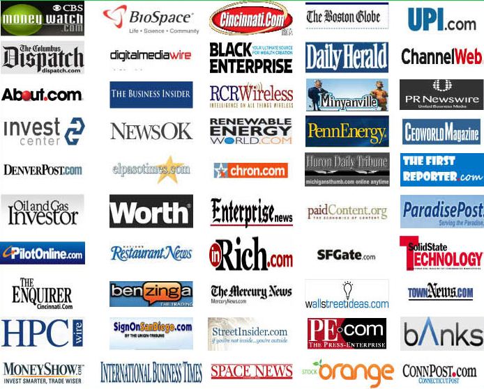 syndicated your sites to top tier news wires such as Banks.com, Boston.com, PE.com, Topix.com and dozens more high authority sites