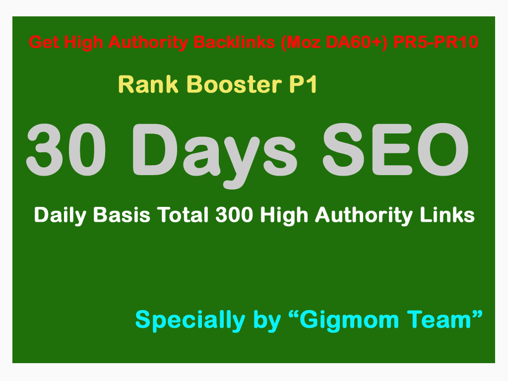 Rank Booster P1 - 30 Days SEO - Daily Basis 300 High Authority(DA60+) PR5-PR10 Backlinks