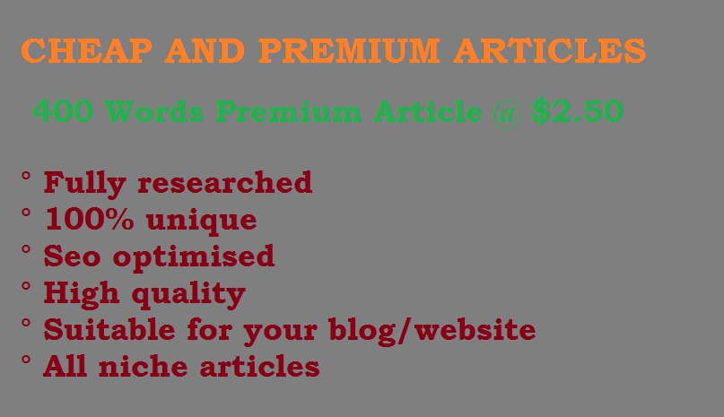 Write 3 Premium 400 Words Articles