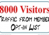  send 8000 visitors to your website or URL