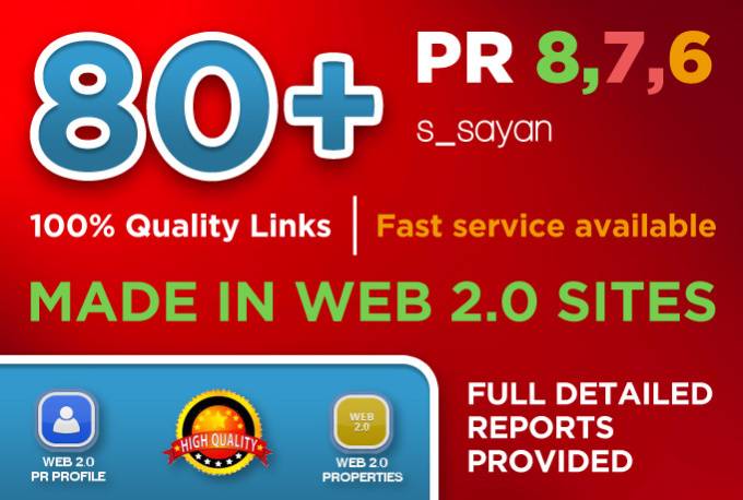 create 80 Real High Pr BACKLINKS, Dofollow PR8, PR9...