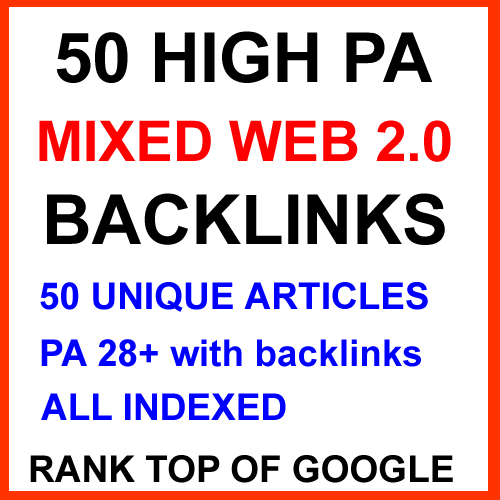 50 Mixed High PA 28+ Web 2.0 Backlinks for Ultimate RANK BLITZ