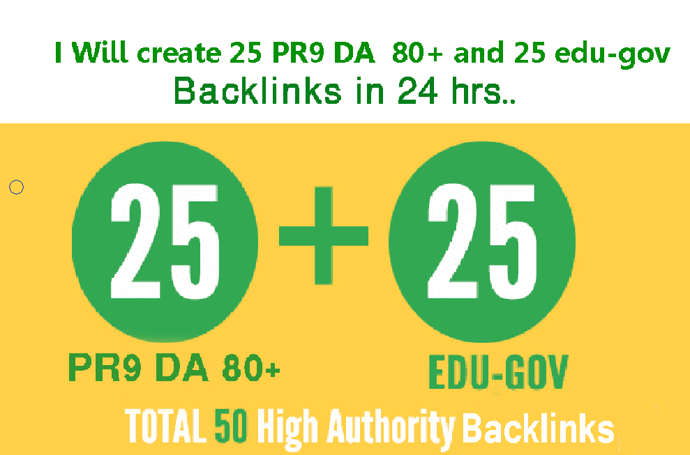 Elevate Your Ranking on GOOGLE With 25 PR9 DA 80+ and 25 Edu.Gov Authority Backlinks