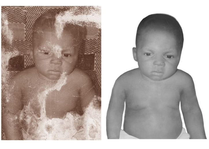 Restore Old Damage Photo, Remove Scratches, Blemish Etc