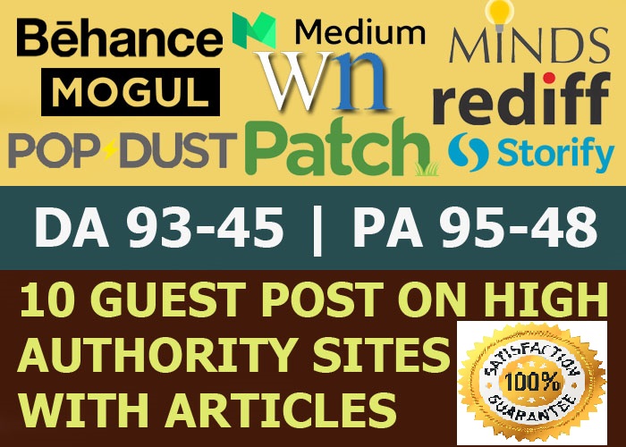 Publish 10 X High Authority Guest Post DA 50-93 