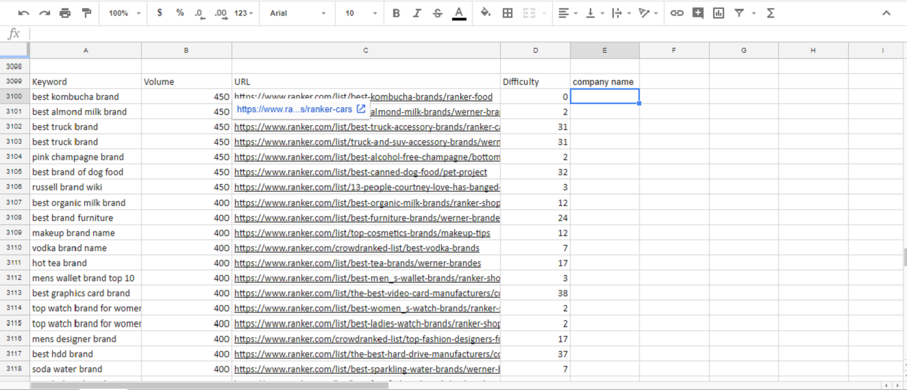 Collect 500 any Data from web address