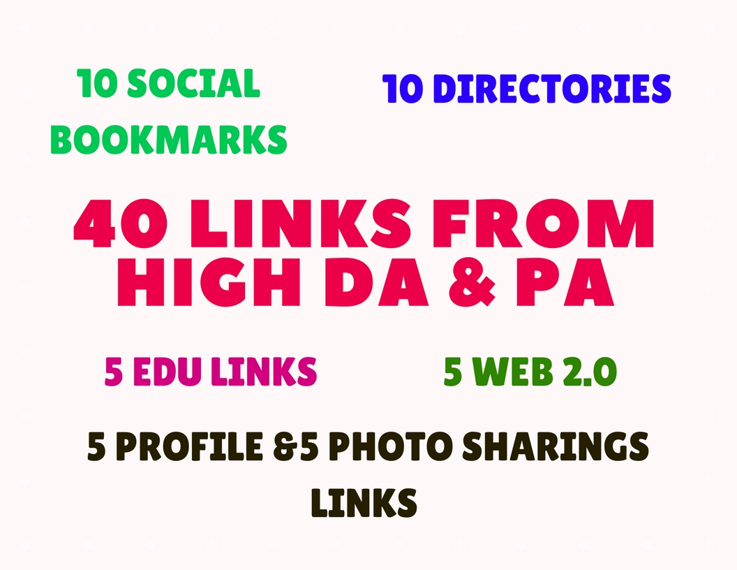 Manually  create 40 Links from 90+ DA and  PA Sites