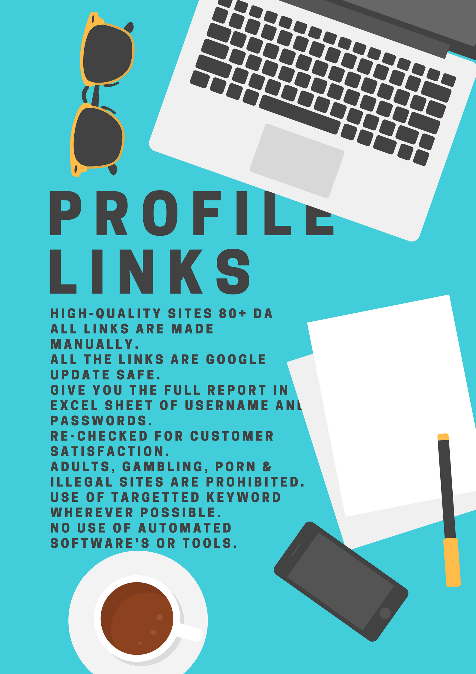 Build Manual 50 Profile Backlinks From High Quality Sites Of 80 Plus Da