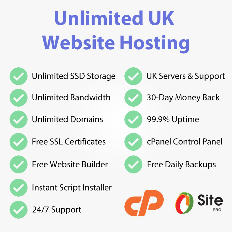 We will host your website on UK Servers with cPanel, Free SSL's, Website Builder & Transfers