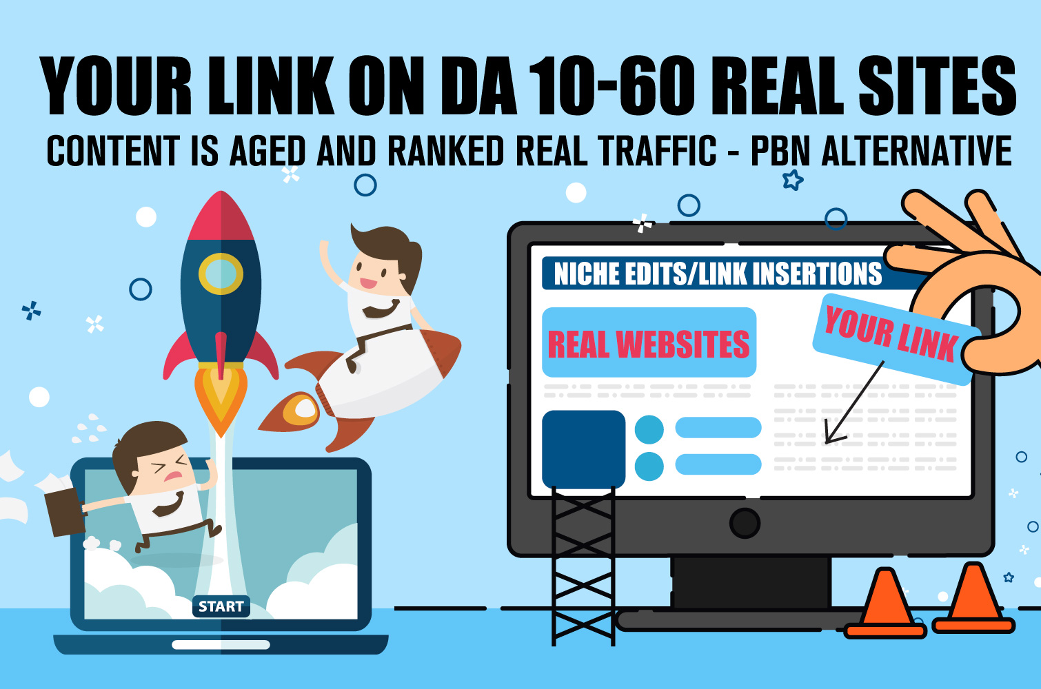 Niche Edit Backlinks - Real Power Real Sites PBN Alternative | DA10-60 links