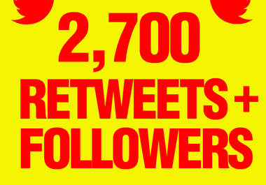  give you 2,700+ AUTHENTIC Retweets and send 2,700+ followers to your account Extremely fast..!@