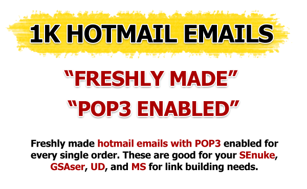 Create 1000 verified hotmail accounts POP3 enabled