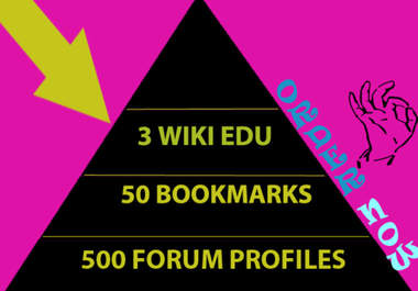 create a link pyramid with 3 edu wiki backlinks, 50 bookmarks and 500 forum profiles..@