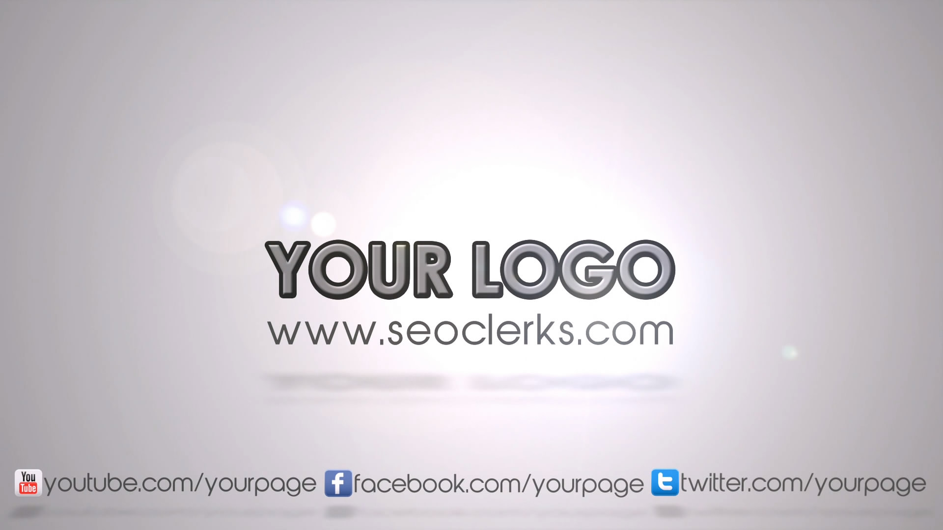make a clean corporate video intro with your social network URLs and logo