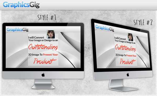 add your 2D flat design as wallpaper of 3D iMac Monitor