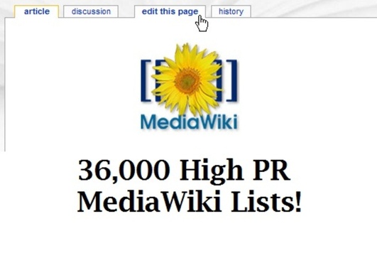 give you a list of 36,000 High PR MediaWiki that you can edit and use for your seo Link Building @!