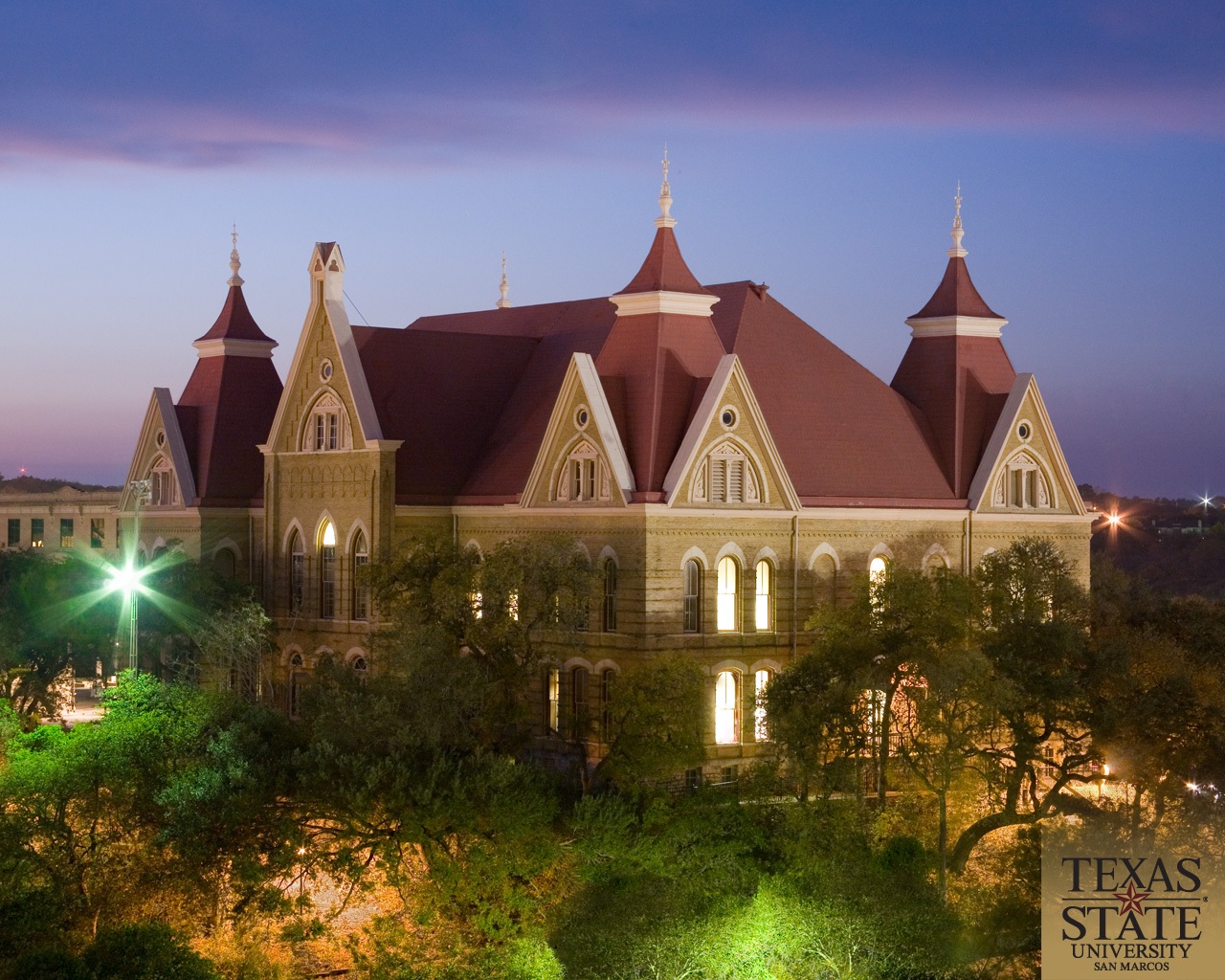 Post 75 flyers on the Texas State University campus