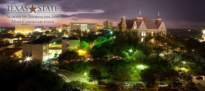 Post 75 flyers on the Texas State University campus