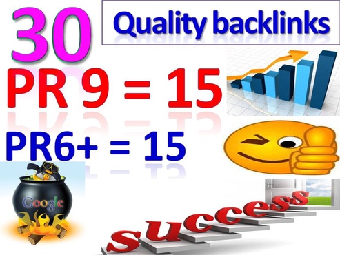 create 15► PR9 and 15► PR6+ ►Total 30 High quality Penguin safe backlinks for your site 