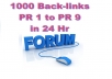 promote your webpage or website link over 1000 PR1 to PR9 forums in just 24 hr