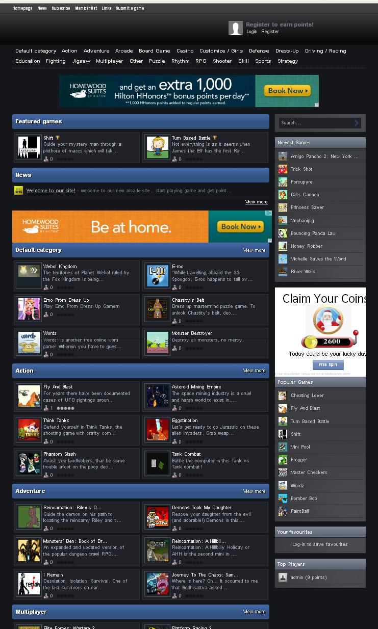 I will create a online gaming site