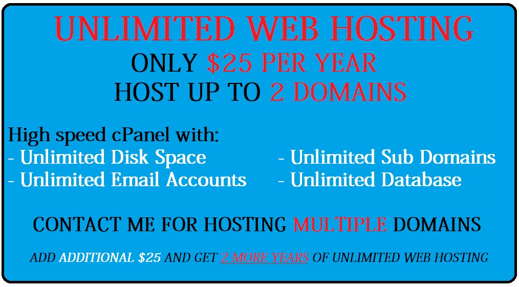 provide you Unlimited Web Hosting For 2 Years - No Monthly Or Hidden Charges