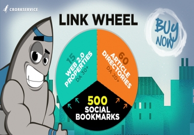 LlNKWHEEL with 75 High DA SEO Backllinks and 500 Social Bookmarks