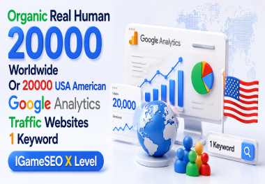 Organic Real Ads 20000 Worldwide Or 20000 USA American Google Analytics Traffic Websites 1 Keyword