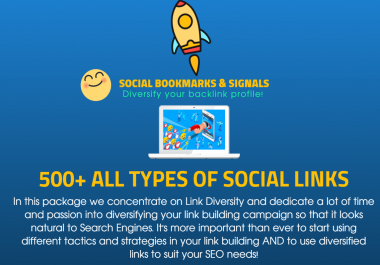 500 SEO Social Bookmarks,  Signals and Shoutouts - Established Social and WEB 2 Blogs - A Social PBN