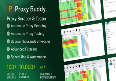 Fully Automated SEO Proxy Scraper and Tester Harvest,  Test,  Filter,  Export,  Upload,  Mail