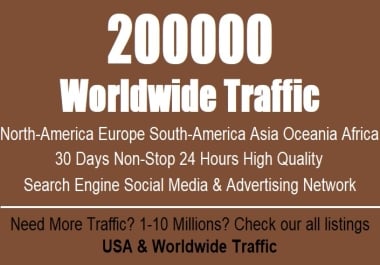 200000 Real Web Visitors to site from Search Engine and Soceal Media