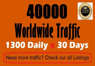 1300 Daily Web Traffic for one Month from Search Engine and Social Media