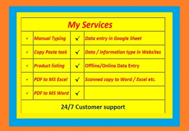 Data Entry,  Typing,  Copy and Paste works offered by abulhossain55