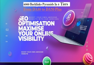 Stunning 4000 backlinks pyramids in 4 tiers from high Da sites