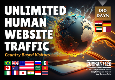 UNLIMITED HUMAN Website TRAFFIC for 180 DAYS OR 6 MONTHS