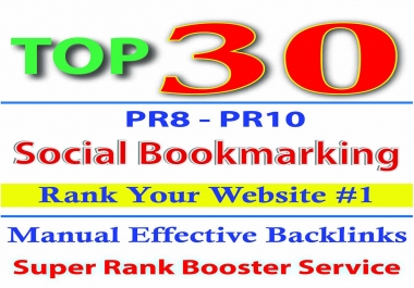Purely handmade with unique ip 30 High Authority Social Bookmarking