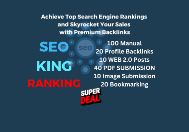 100 Manual Web 2.0 10 Posts 40 PDF Submission 20 Social Bookmarks 20 Profile Backlinks 10 Images