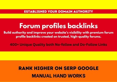 Create High Quality 400 SEO Forum profiles backlinks Backlinks