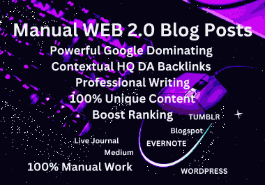25 PBN WEB 2.0 Manual contextual HQ Backlinks Blog Posts wordpress Blogger increase ranking fast