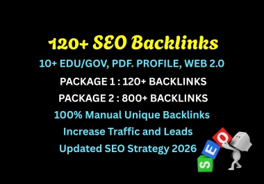 Create High Quality 120 SEO Backlinks plus ED AND GO