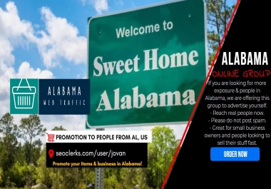 Web Traffic from Alabama US - Shoutout Promotion to 6500 AL People with Social Signal