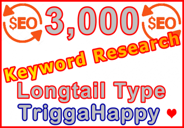 3,000 Longtail Type Keywords Research