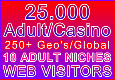 25,000 Adult or Casino Genuine Human Web Visitors