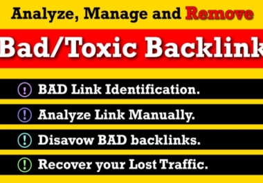 I will audit manage and remove toxic backlinks and bad spammy Links in 24 hours