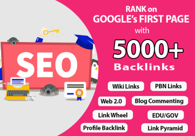 RANK on GOOGLE FIRST PAGE with 5000+ Backlinks COMPLETE MONTHLY SEO PACKAGE