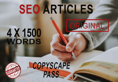 I will WRITE 4 x 1500 SEO Copscape Pass Original ARTICLE with feature images