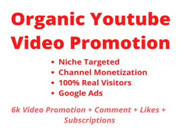 HIGH QUALITY YOUTUBE VIDEO PROMOTION 6k for 20