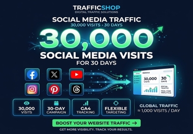I will drive 30,000 real social media visits for 30 days trackable on GA4 Affiliate Commission20