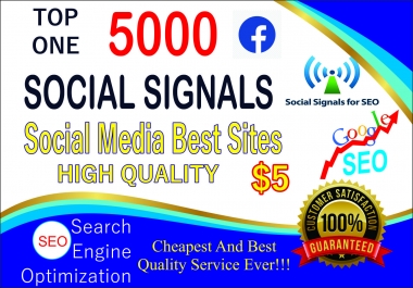 Social Media 5000+ PR9 DA95 PA100 Share Real SEO Social Signals